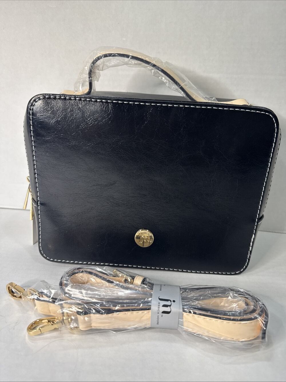 Jessica Moore JM-386BLT Black Textured Camera Bag with Crossbody Strap - New